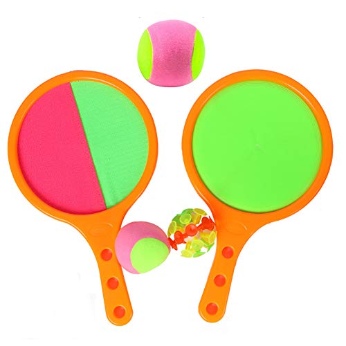 SIMUER Juego de Lanzamiento Y Pelota de Juego de Raqueta de Tenis Y Juego de Paleta de Bola,Juego Tirar Atrapar Pelotas de Tenis Base-Ball Juegos Raqueta Scratch Juegos Pelotas Ping Pong Verano Juego