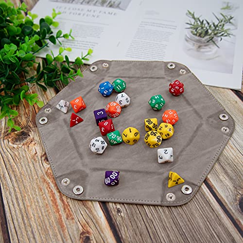 SIQUK 2 Piezas Bandeja de Dados Tablero de Dados de Doble Cara PU y Terciopelo Dice Tray Soporte de Dados para DND RPG y Otros Juegos de Mesa (Gris, Violeta)