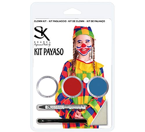 Skarel Set maquillaje. Kit de pintura facial de payaso para carnaval, ideal para disfrazarse