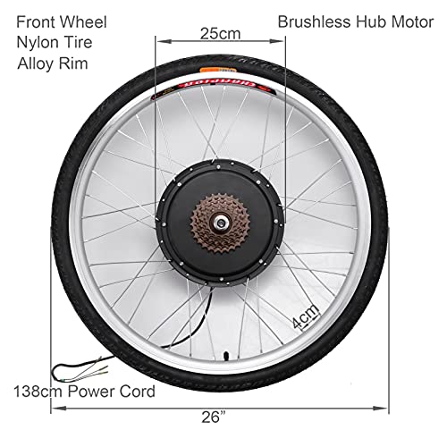 SKYWPOJU 48V 1000W 20"/ 24" / 26"/ 28" / 29"/ 700C Kit de Bicicleta eléctrica, Kit de conversión de Rueda Delantera/Trasera de Bicicleta eléctrica (Color : 24", Size : Rear Wheel)