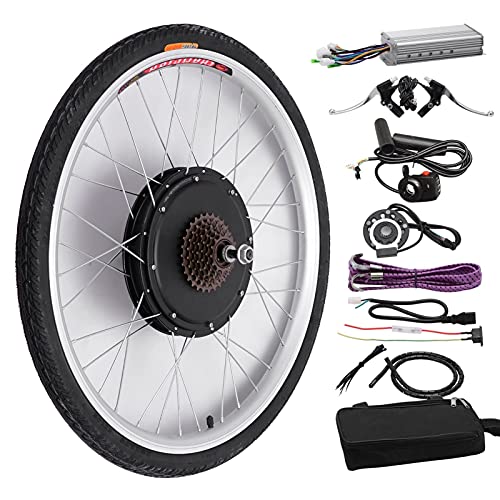 SKYWPOJU 48V 1000W 20"/ 24" / 26"/ 28" / 29"/ 700C Kit de Bicicleta eléctrica, Kit de conversión de Rueda Delantera/Trasera de Bicicleta eléctrica (Color : 24", Size : Rear Wheel)