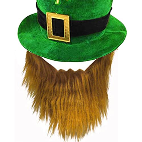 Sombrero de trébol verde del día de San Patricio con barba marrón Accesorio de sombrero de copa irlandés sombreros de trébol verde para hombres