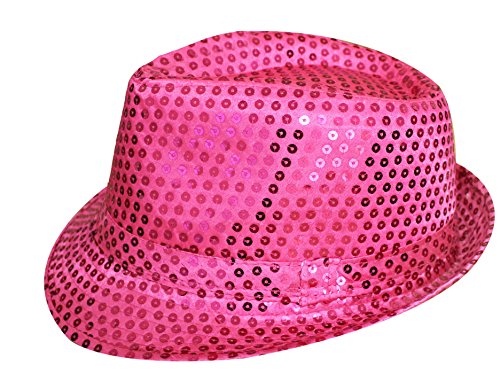 Sombrero de tribby con lentejuelas rosadas para disfraz de Gangster de los años 20, accesorio unisex para hombre o mujer, paquete de 1