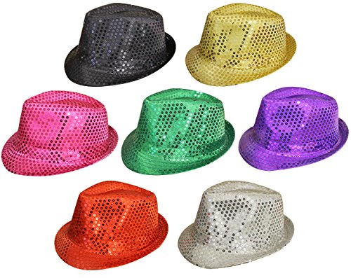 Sombrero de tribby con lentejuelas rosadas para disfraz de Gangster de los años 20, accesorio unisex para hombre o mujer, paquete de 1