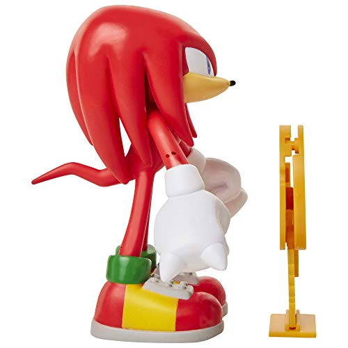 SONIC The Hedgehog - Jakks Knuckles Action 400534 Wave 1 - Figura de 10 cm con Disco de Cola Giratorio, tamaño Mediano, Color Rojo