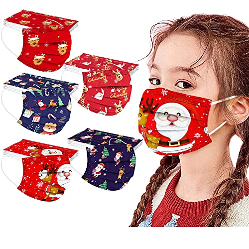 Sonnena 50 Unidades Niños,Desechable Tres Capa Non-woven para Infantiles,Multiclor Impresión Animados para Actividades al Aire Libre,Juegos,Navidad