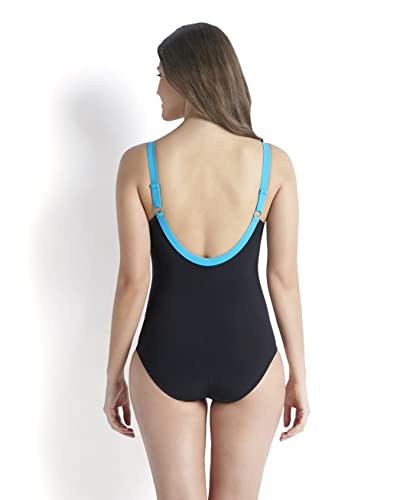 Speedo Sculpture Clear Glow Bañador, Mujer, Negro (Black/Adriatic Blue), 38