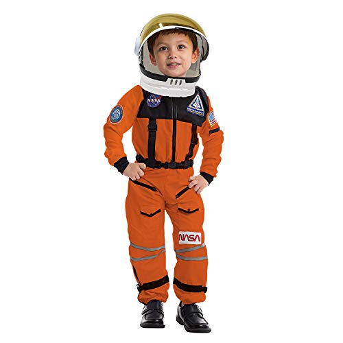 Spooktacular Creations Astronaut NASA Pilot Orange Costume Movable Space Visor Kids Helmet Halloween. (Toddler( 3- 4yrs ))