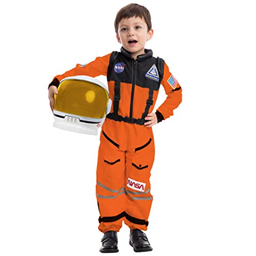 Spooktacular Creations Astronaut NASA Pilot Orange Costume Movable Space Visor Kids Helmet Halloween. (Toddler( 3- 4yrs ))