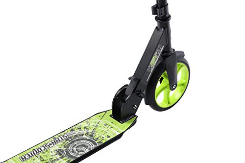 STAR SCOOTER Patinete Patineta Scooter Plegable para niños y niñas a Partir de 6-7 años y Adultos con diseño Premium para Ciudad |205 mm Edición Cruising de Lujo | Negro & Verde