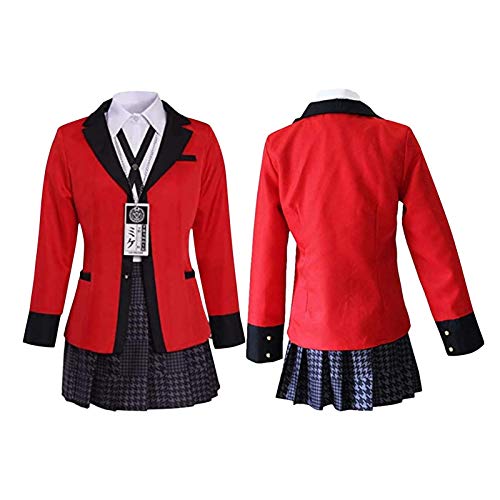 starte Jabami Yumeko Kakegurui Cosplay Traje kakegurui Uniforme De Disfraz De Anime para Mujeres Adultas Escuela JK Uniforme Falda Plisada Roja