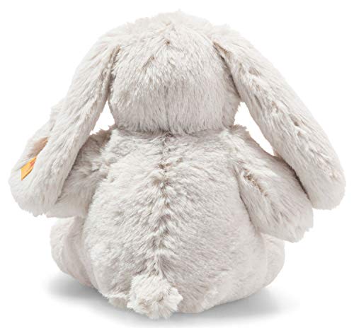 Steiff Hoppie 080463 - Conejo de Peluche con Orejas Plegables, 18 cm, Suave Peluche para niños, móvil y Lavable, Color Gris Claro