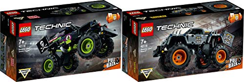 Steinchenwelt Technic 42118 Monster Jam® Grave Digger® + 42119 Monster Jam® Max-D® - Juego de 2