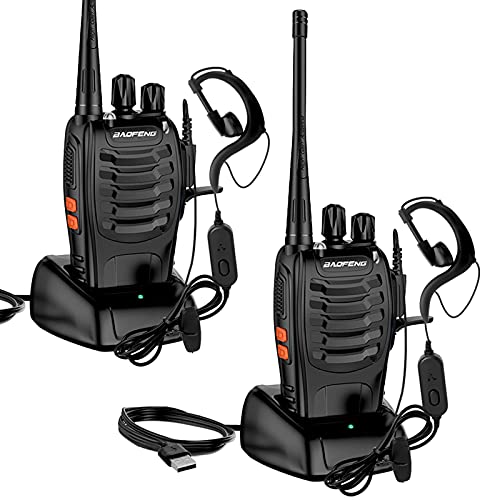 StillCool Walkie Talkie Profesionales Recargable Dispositivo de Radio BF-888S 1500 mAh 16 Canales con Recepción de Radio de 3-5 km De Alcance,Linterna Recargable y Auriculares Duales Portátiles(2 PCS)