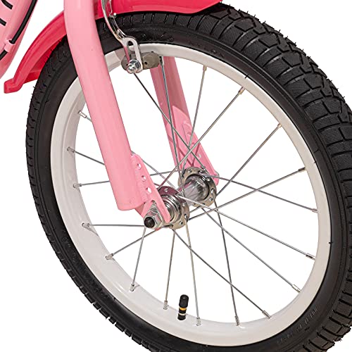 STITCH Paraguas colorido 16 pulgadas niños bicicleta para edades 4-7 niñas con rueda de entrenamiento y cesta, rosa