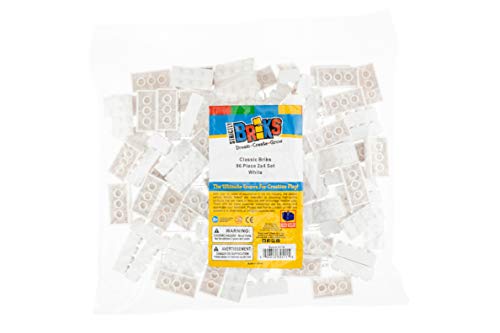 Strictly Briks - Classic Bricks - Set de Ladrillos para Construir de 2 x 4 - 100 % Compatible con Todas Las Grandes Marcas de Ladrillos - Blanco - 96 Piezas