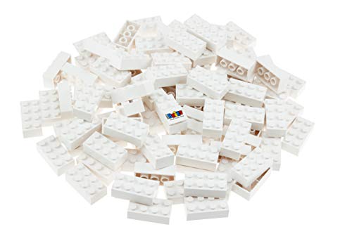 Strictly Briks - Classic Bricks - Set de Ladrillos para Construir de 2 x 4 - 100 % Compatible con Todas Las Grandes Marcas de Ladrillos - Blanco - 96 Piezas