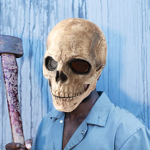 Suewidfay Máscara de Halloween para decoración de cabeza completa, máscara de calavera con boca móvil, máscaras de miedo para Halloween, fiesta de carnaval, cosplay