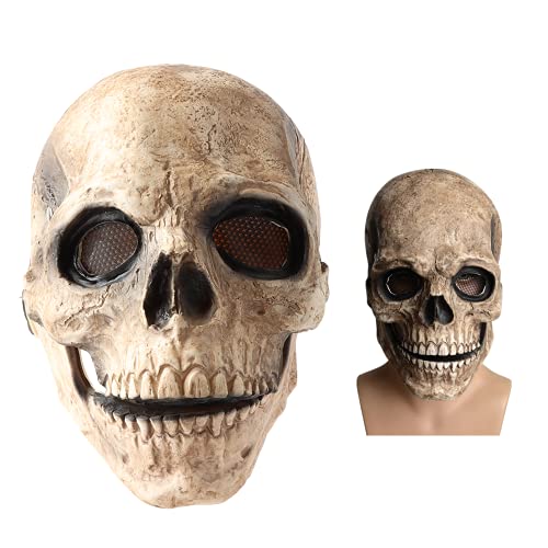 Suewidfay Máscara de Halloween para decoración de cabeza completa, máscara de calavera con boca móvil, máscaras de miedo para Halloween, fiesta de carnaval, cosplay