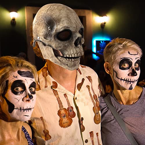 Suewidfay Máscara de Halloween para decoración de cabeza completa, máscara de calavera con boca móvil, máscaras de miedo para Halloween, fiesta de carnaval, cosplay