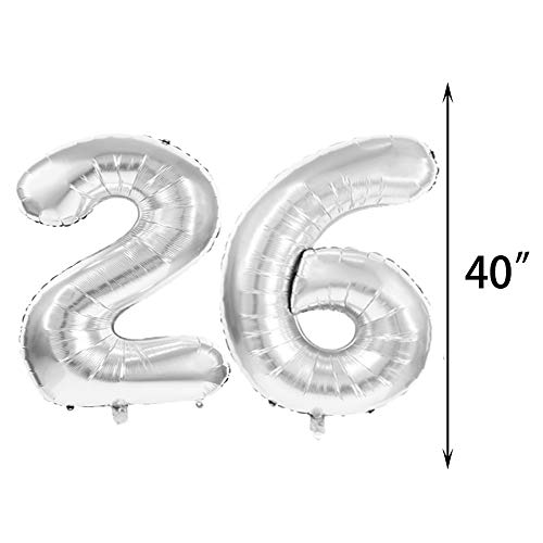 Suministros de fiesta para decoración de cumpleaños 26, globos de cumpleaños 26, globos de Mylar número 26, decoración de globos de látex, gran regalo de cumpleaños para niñas, accesorios de fotos