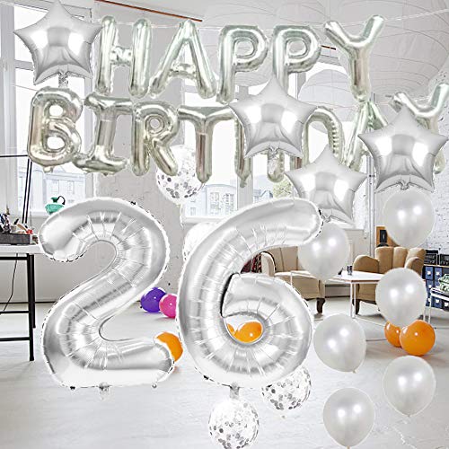 Suministros de fiesta para decoración de cumpleaños 26, globos de cumpleaños 26, globos de Mylar número 26, decoración de globos de látex, gran regalo de cumpleaños para niñas, accesorios de fotos