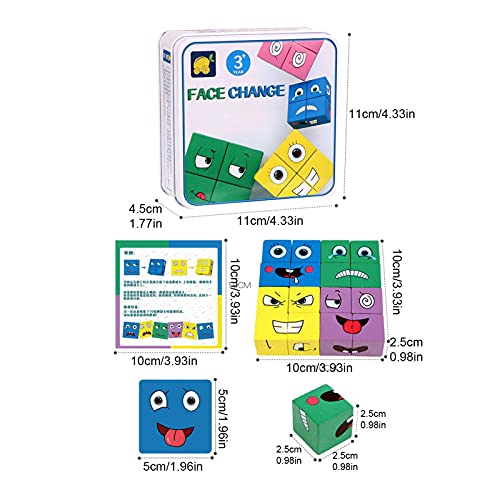 sunflowe Expresiones De Madera Rompecabezas De Juguete Cubo Mágico De Madera Patrón De Cara Bloques De Construcción Juguetes Educativos Montessori Juguete Educativo De Apilamiento