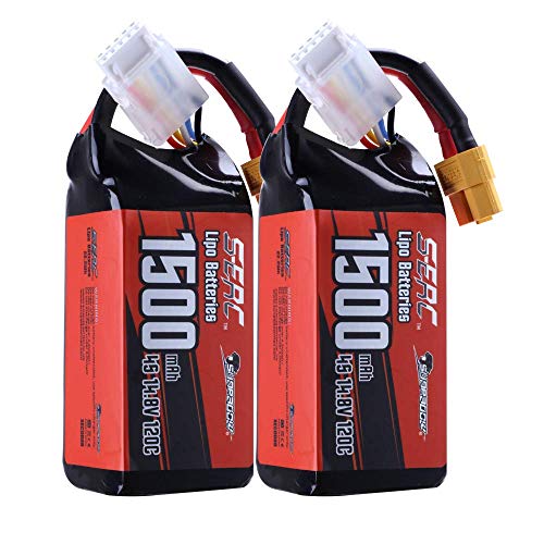 SUNPADOW 2 Pack 4S 14.8V Lipo batería 1500mAh 120C Soft Pack con conector XT60 para RC FPV Helicopter Airplane Drone Quadcopter Racing Hobby