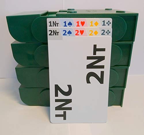 SuperBridgeBox - set of 4 with 100% plastic bidding cards (Green)-designed for both left AND right handed players.