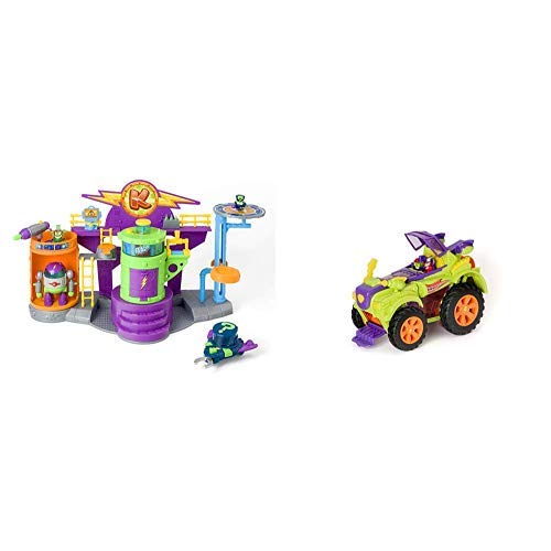 Superzings - Kazoom Lab Battle con únicas y exclusivas figuras de Enigma y Profesor K+ PlaySet Villano Truck Especial Vehículos y figuras coleccionables, Color verde