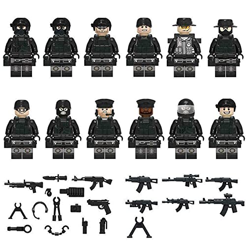 SWAT CAR y 12PC policía Militar Mini Figuras Armas Soldado Ejército Ajuste Juguetes