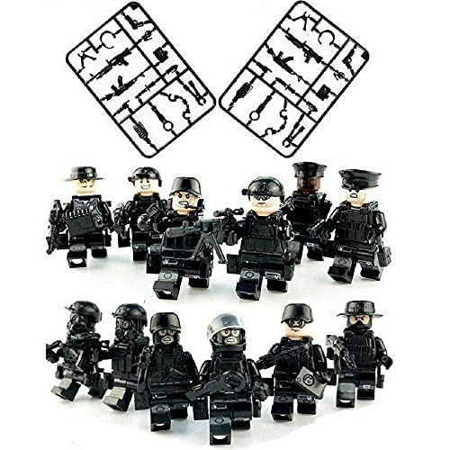 SWAT CAR y 12PC policía Militar Mini Figuras Armas Soldado Ejército Ajuste Juguetes