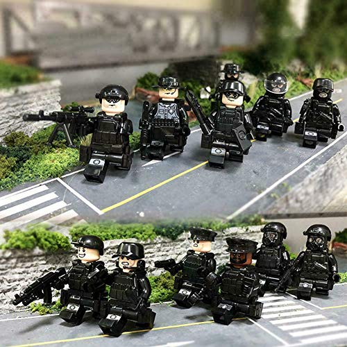 SWAT CAR y 12PC policía Militar Mini Figuras Armas Soldado Ejército Ajuste Juguetes