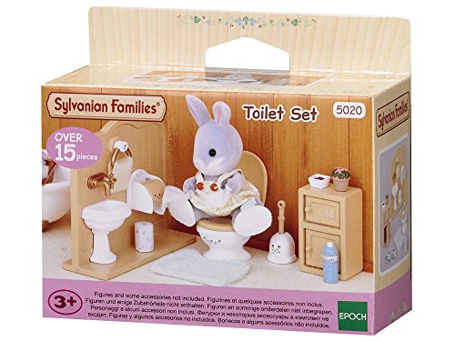 SYLVANIAN FAMILIES Toilet Set Mini muñecas y Accesorios, (Epoch para Imaginar 3563) + 4533 Carrito para Gemelos [Importado de Alemania]