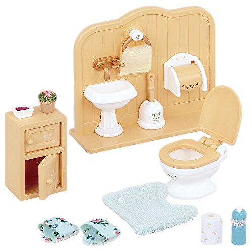 SYLVANIAN FAMILIES Toilet Set Mini muñecas y Accesorios, (Epoch para Imaginar 3563) + 4533 Carrito para Gemelos [Importado de Alemania]