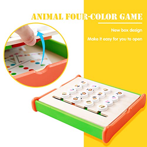 Symiu Juguetes Montessori Juegos de Mesa Actividades Bebe Puzzles Animal y Color Bloques y Tarjetas Tablero Madera Juego Educativo Regalo para Niños Niña 3 4 5 6 Años