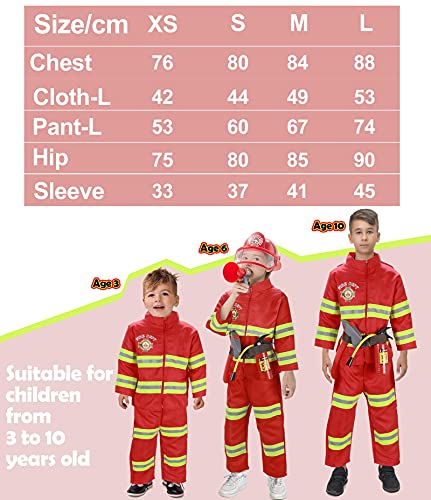 Tacobear Bombero Disfraz para Niños con Bomberos Juguete Extintor Juguete Bombero Accesorios Juegos de imitación Juego de roles para Niños Niñas Carnaval Halloween 3 4 5 6 7 8 9 Años (S(110CM))