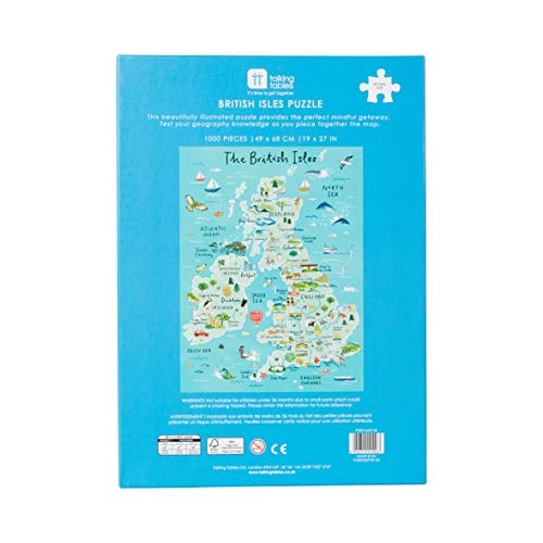 Talking Tables- Rompecabezas y póster de Las Islas británicas del Mapa del Reino Unido Azul de 1000 Piezas, Color (PUZZ-Map-UK)