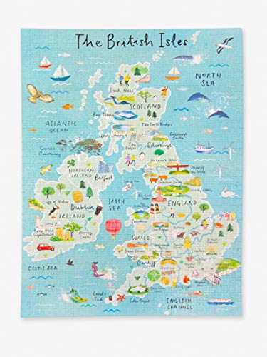 Talking Tables- Rompecabezas y póster de Las Islas británicas del Mapa del Reino Unido Azul de 1000 Piezas, Color (PUZZ-Map-UK)