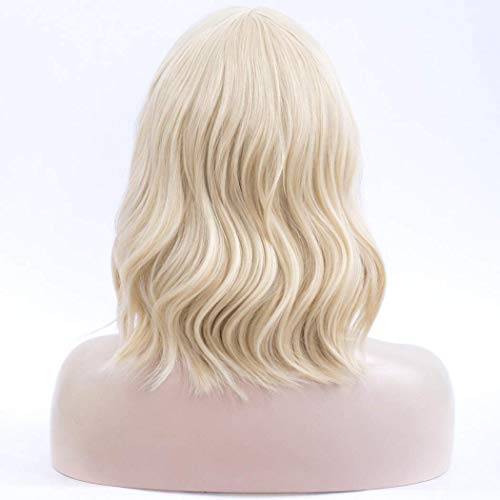 TANTAKO® Mujer Corta Rubia Bob Pelucas Peluca Sintética Ondulada Para mujer Peluca De Disfraz De Halloween Cosplay (Rubio # 0323)