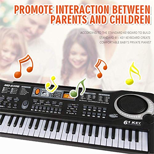 Teclado Digital, con Micrófono Multifuncional 61 Teclas Instrumentos Musicales, para Niños Adultos