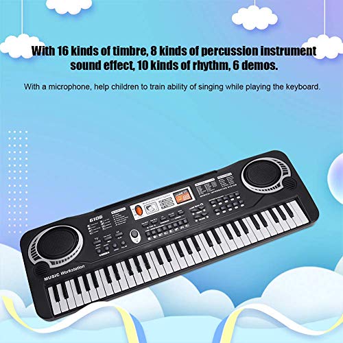 Teclado Digital, con Micrófono Multifuncional 61 Teclas Instrumentos Musicales, para Niños Adultos