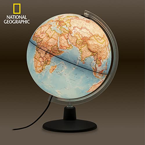 TECNODIDATTICA Globo Terráqueo NATGEO 30 | Cartografía Físico-Política oficialNational Geographic Classic | Iluminado y Giratorio | Texto en Español | Diámetro 30 cm, Color (0330ORP4SPLFF066)