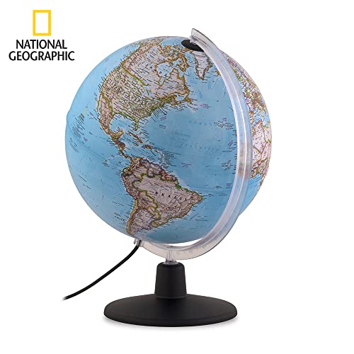 TECNODIDATTICA Globo Terráqueo NATGEO 30 | Cartografía Físico-Política oficialNational Geographic Classic | Iluminado y Giratorio | Texto en Español | Diámetro 30 cm, Color (0330ORP4SPLFF066)