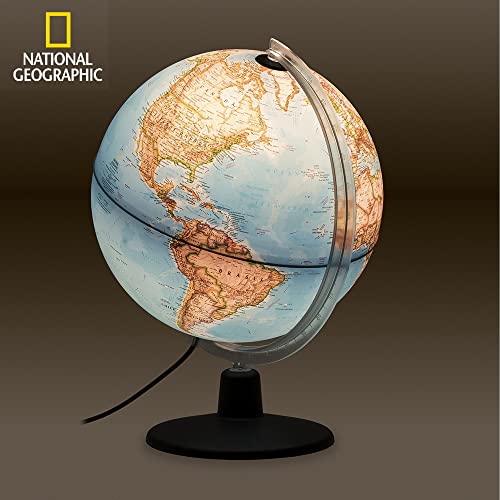 TECNODIDATTICA Globo Terráqueo NATGEO 30 | Cartografía Físico-Política oficialNational Geographic Classic | Iluminado y Giratorio | Texto en Español | Diámetro 30 cm, Color (0330ORP4SPLFF066)