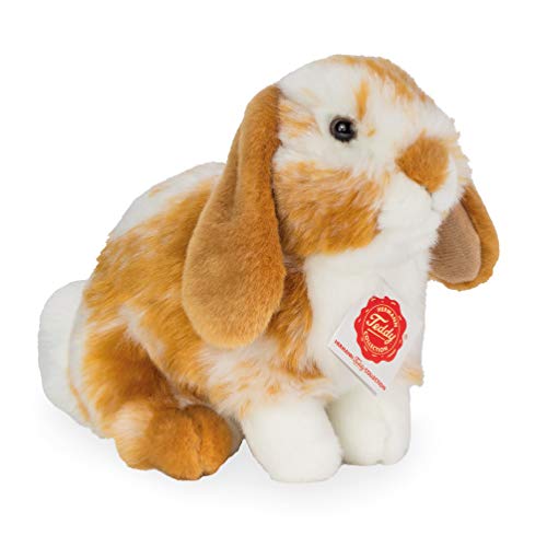 Teddy Hermann 93723 Liebre Conejo Aries Sentado marrón Claro / Blanco 20 cm, Peluche