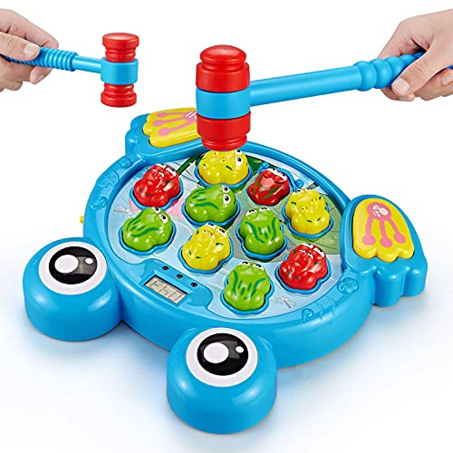 Think Gizmos TG702-B - Juego Interactivo de puñetazos de Ranas con 2 martillos Regalo Divertido para niños y niñas, Aprendizaje, Desarrollo Activo, Juego de Patadas Stem para niños pequeños