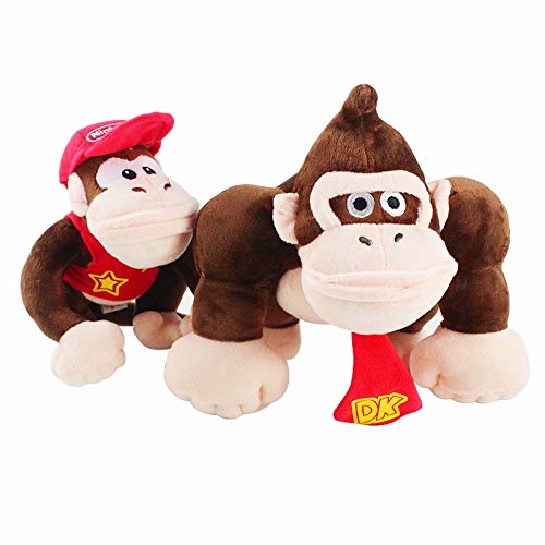 tianluo Peluches 2 Piezas 20-25 Cm Anime Super Mario Bros Mono Donkey Kong Diddy Kong Juguetes De Peluche Suaves Muñecos De Dibujos Animados Niños Regalos De Cumpleaños