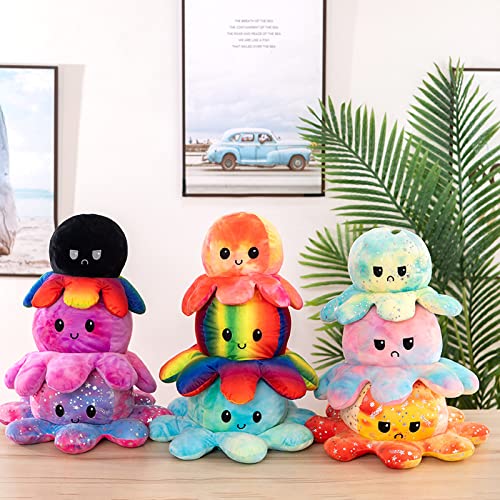 Tie-Dye Flip Pulpo Muñeco De Peluche 30 Cm 40 Cm Emoticon Pulpo Color Muñeco De Peluche Decoración De La Habitación De Los Niños Juguetes para Niños Regalo De Cumpleaños Almohada