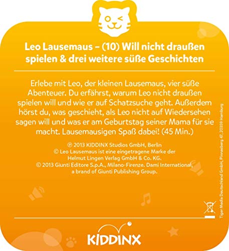 Tigerbox- Tigercard - Peluche de Leo Lausemaus (consecuencia 10: no Quiere Jugar Fuera y 3 Otras Historias Dulces. (Tiger Media Deutschland GmbH 4145)